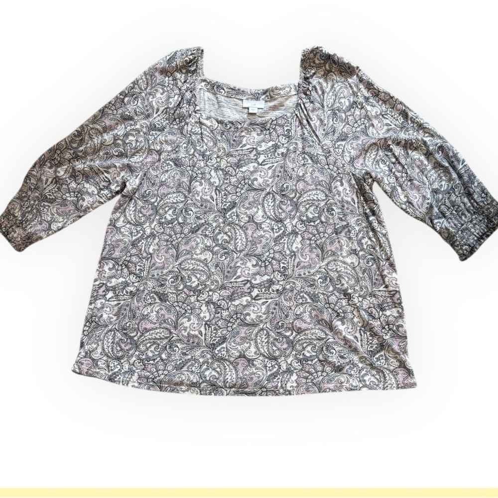 J. Jill Black, Grey, Pink Paisley Blouse - Picture 2 of 9